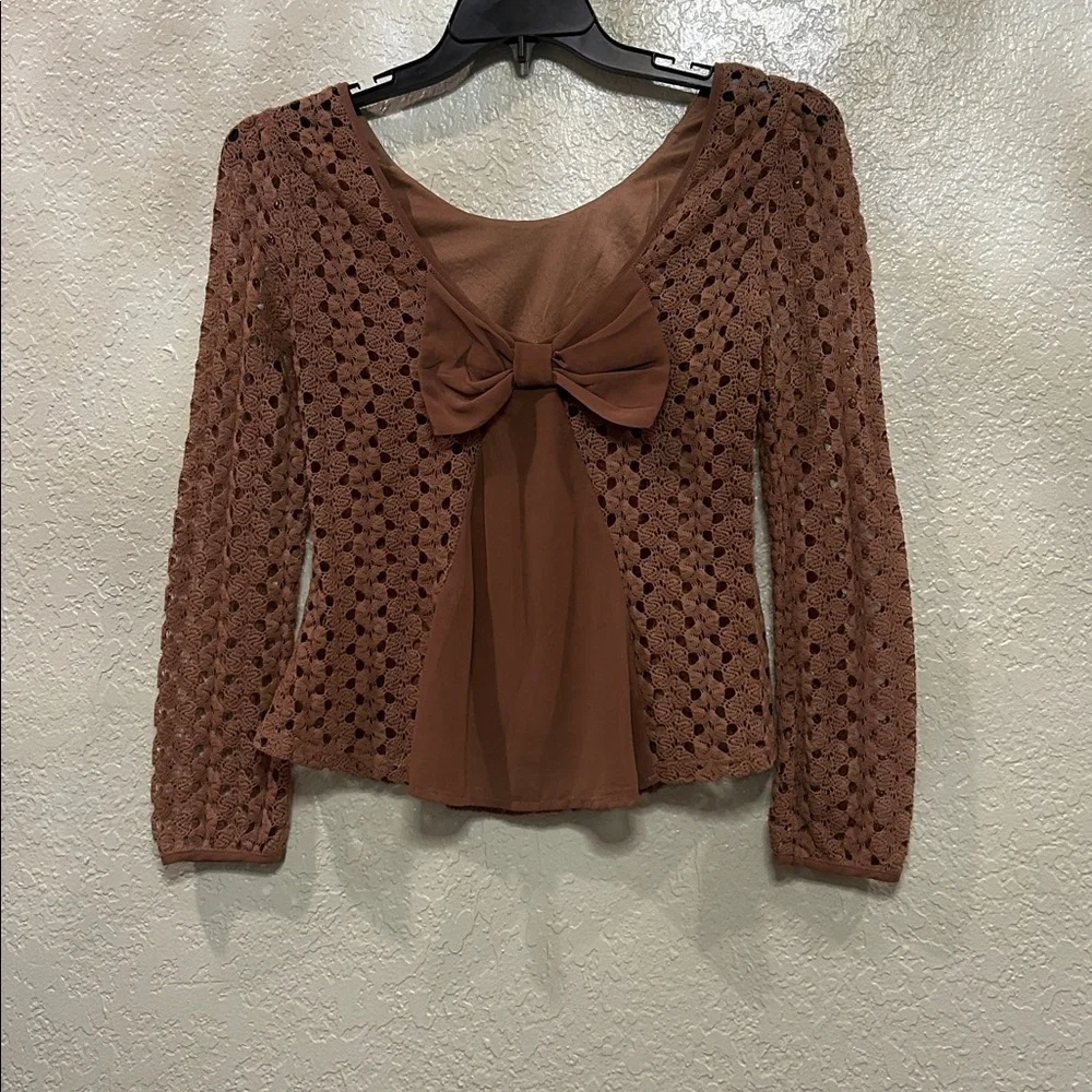 Double Zero Taupe Crochet Top